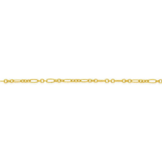 10K Yellow Gold Fancy Rolo Chain by the Inch – 1.3mm