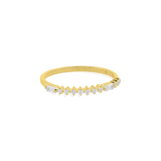 Sterling Silver Gold Vermeil CZ Morse Code BESTIE Ring