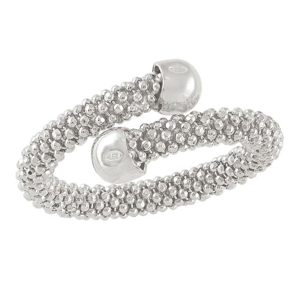 Sterling Silver Rhodium Plated Fancy Mesh Ring