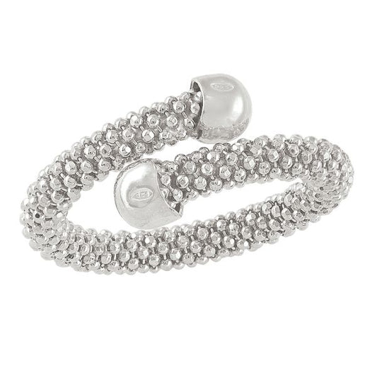 Sterling Silver Rhodium Plated Fancy Mesh Ring