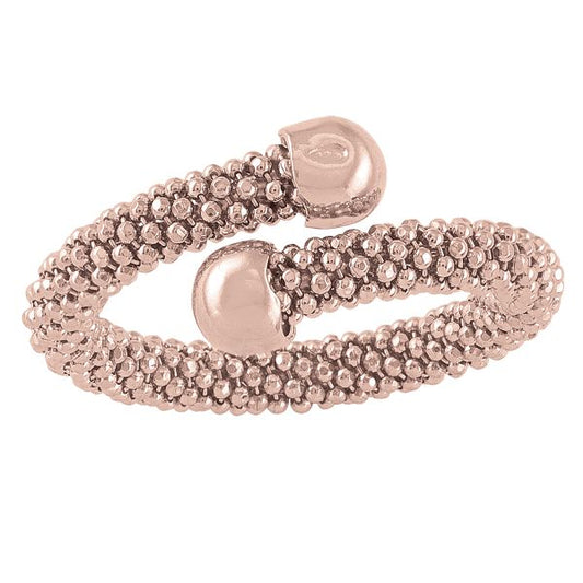 Sterling Silver Pink Gold Plated Fancy Mesh Ring