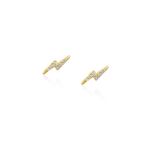 Sterling Silver CZ Lightning Bolt Studs