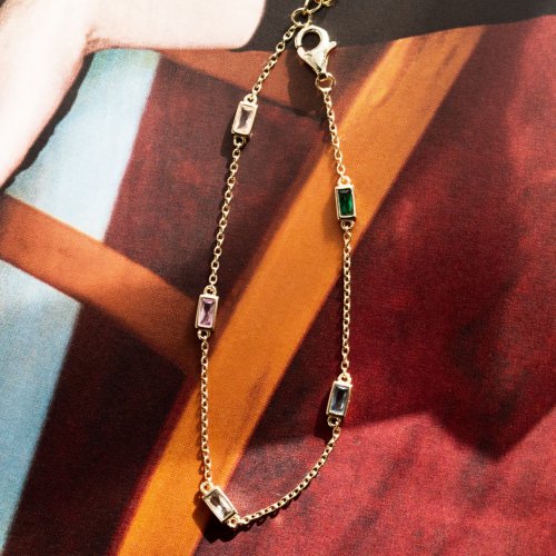 Sterling Silver Gold Vermeil Multi-colors CZ Bracelet