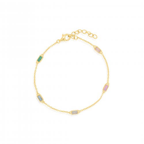 Sterling Silver Gold Vermeil Multi-colors CZ Bracelet